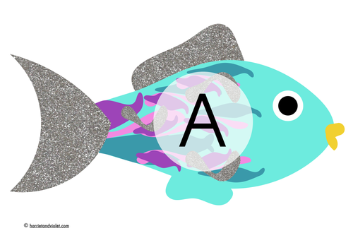 Rainbow Fish A-Z display lettering and .?!'