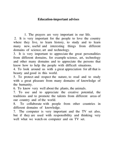 Education-important advises