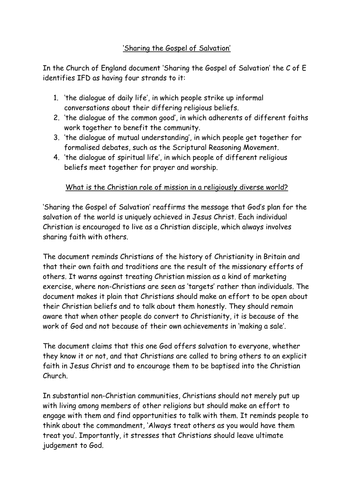 New A Level OCR Developments in Christian thought on Church of England response to multi-faith soc
