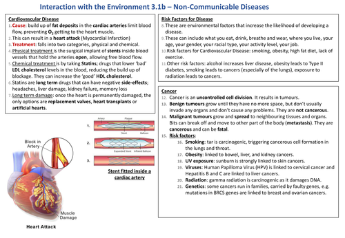 Knowledge Organiser AQA 9-1 GCSE Synergy - Non-Communicable DIsease