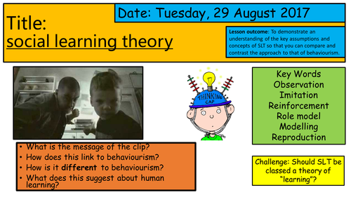AQA Psychology - Y12 Approaches: Social Learning Theory (SLT)