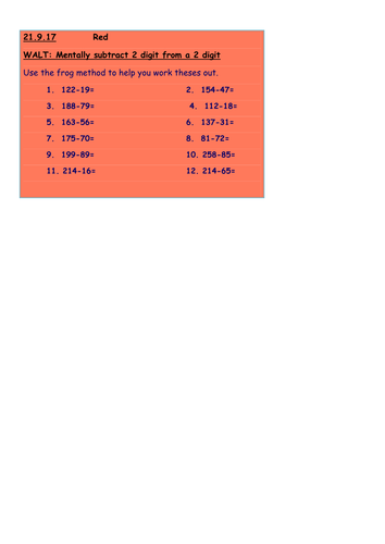 Mental subtraction - Maths - Year 3/4 - Plan and resources - Differentiated 3 ways