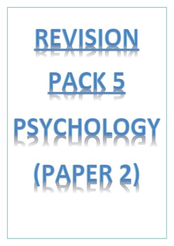 AQA GCSE PE 2016 - REVISION PACK 5 - Psychology