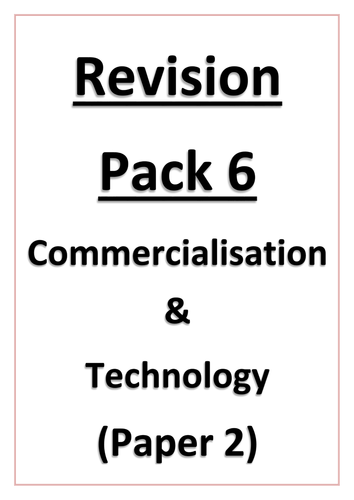 AQA GCSE PE 2016 Spec - REVISION PACK 6 - Commercialisation and Technology