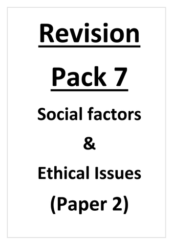 AQA GCSE PE 2016 Spec - REVISION PACK 7 - Social and Ethical Issues