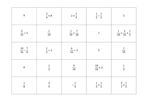 Fraction Operations Starter