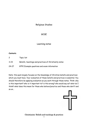 OCR GCSE Religious Studies 9-1. Christianity: beliefs, teachings and practices.