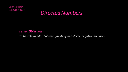Directed Numbers-(Negative-Numbers)