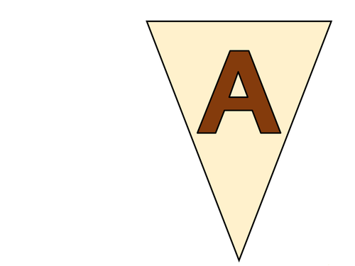 Bunting featuring A-Z Upper Case Alphabet with Brown Lettering