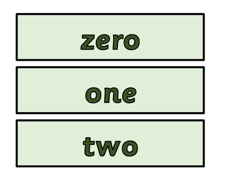 Zero to Twenty Words Cards Green