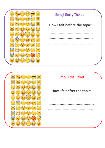 Emoji entry and exit ticket for any topic