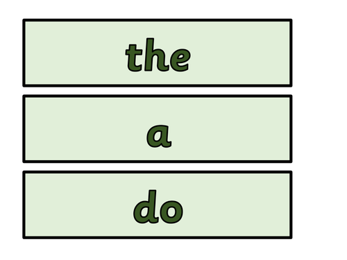 Year 1 Common Exception Words - green lettering
