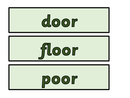 Year 2 Common Exception words - green lettering