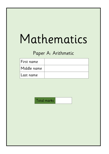 Set of 5 practice Arithmetic Papers for KS1 Year 2