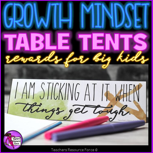 Growth Mindset Table Tent Rewards for big kids