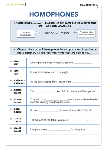 HOMOPHONES KS2