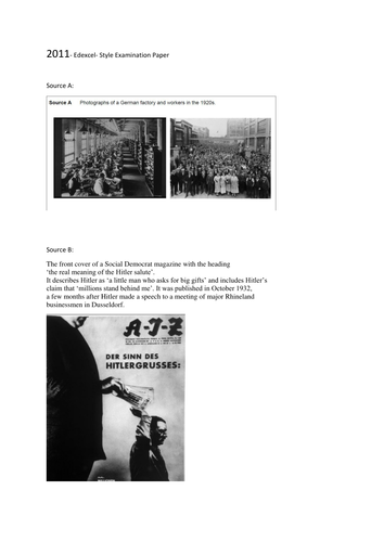 Edexcel 9-1 Nazi Germany Exam Paper Examples