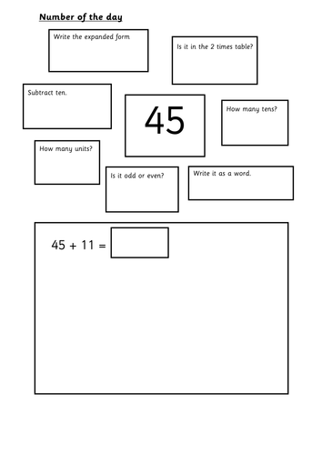 Set of 13 number of the day sheets