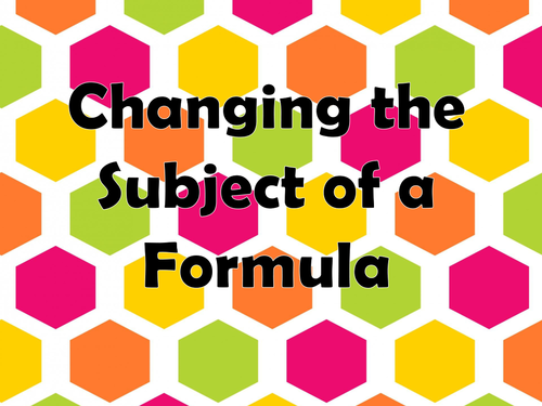 GCSE Re-arranging Formula / Changing the Subject