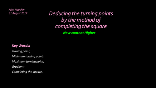 Deducing the turning points by completing the square