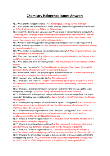 CCEA A LEVEL CHEMISTRY 2017 SPECIFICATION AS 2 HALOGENOALKANES 