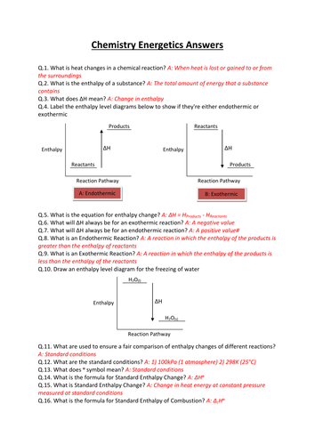 CCEA A-LEVEL CHEMISTRY 2017 SPECIFICATION: AS 2: ENERGETICS REVISION