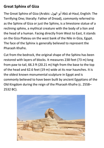 Great Sphinx of Giza Handout