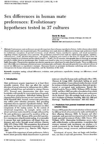 AQA Psychology - Y13 Relationships: Evolution Sexual Selection - human reproductive behaviour