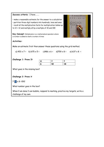 Y4 MULTIPLICATION WORKSHEETS