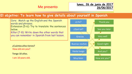 Greetings, numbers, months and basic information in Spanish