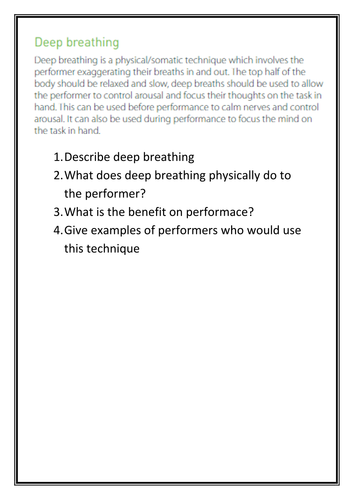 AQA GCSE PE 2016 Spec - Managing Arousal