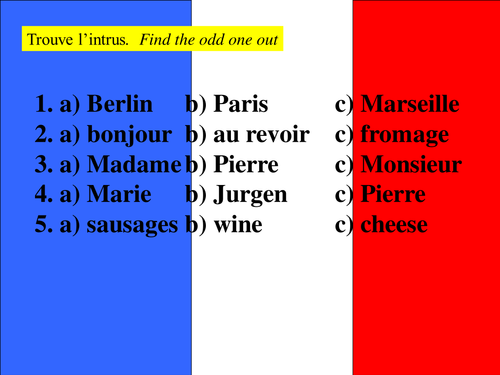 French introduction - greetings, numbers, classroom commands, where I live