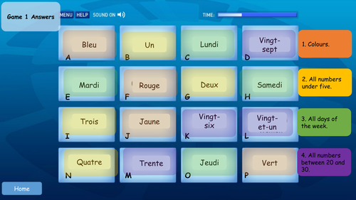 Only Connect - French Game / Starter / Plenary - Basic vocabulary