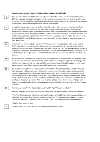 New spec- AQA-style Paper 1 (The Lovely Bones)