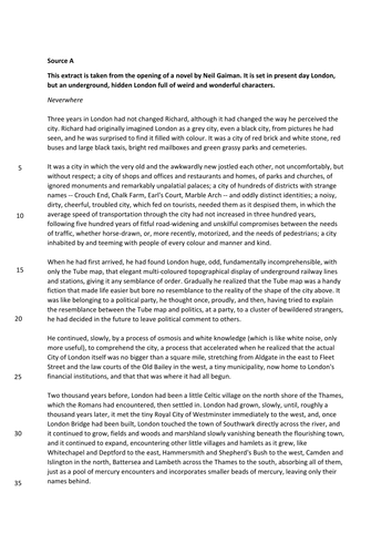 New spec- AQA-style Paper 1 (Neverwhere)