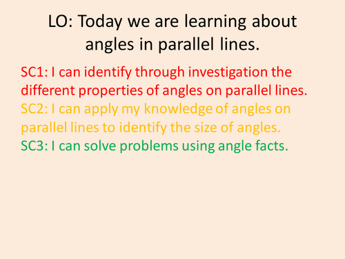 Angles in parallel lines lesson for top set year 7