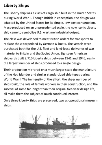 Liberty Ships WW2 Handout