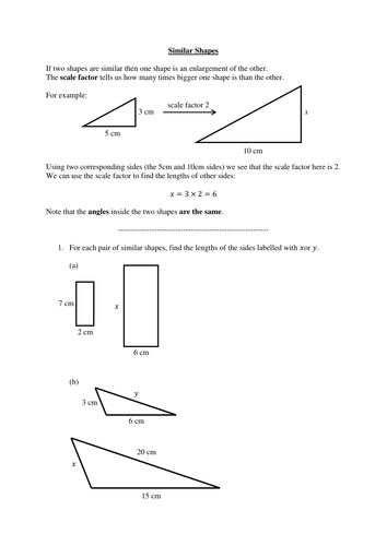 Similar shapes (lengths, areas and volumes)