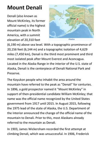 Mount Denali Handout