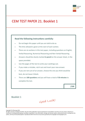 11 Plus Test Paper Teaching Resources