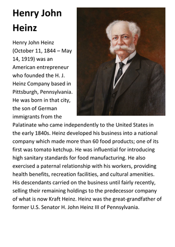 Henry John Heinz Handout
