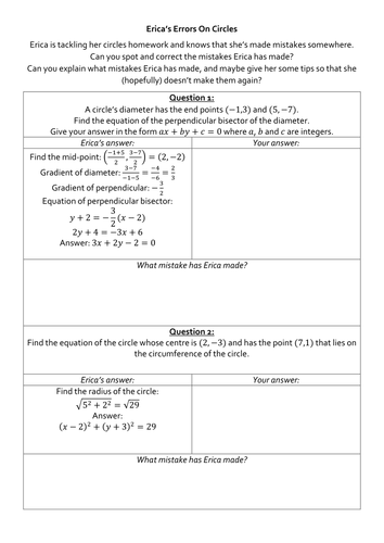 Erica's Errors On Circles