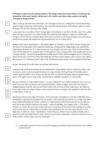 New spec- AQA-style Paper 1 (The Hunger Games)