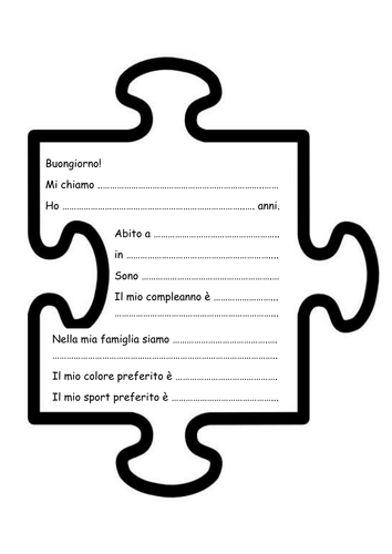Italian Introductions Jigsaw Activity Display - All About Me