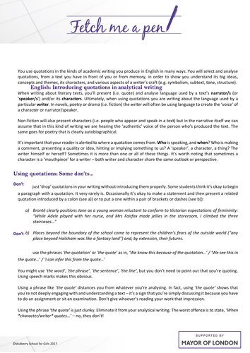 English - Introducing quotations