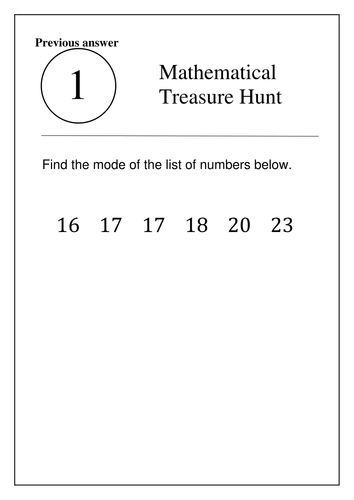 A "treasure hunt" activity on averages