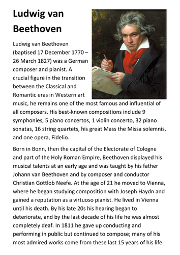 Ludwig van Beethoven Handout