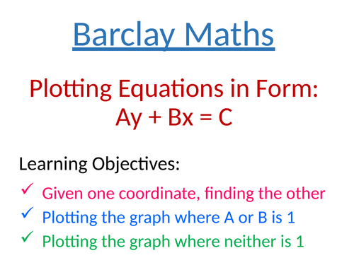 Plotting Graphs of Ax + By = C