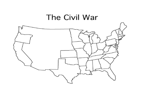 civil war america map blank
