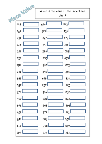 place value worksheet hundreds